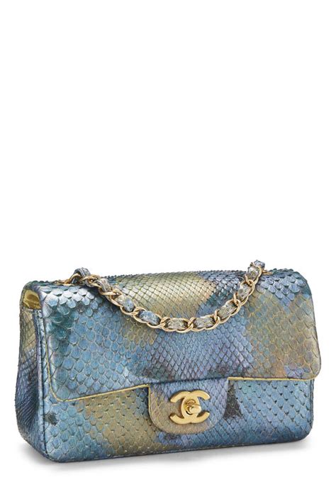 chanel iridescent blue python|Chanel Limited Edition Iridescent Blue Quilted Python 2.55 .